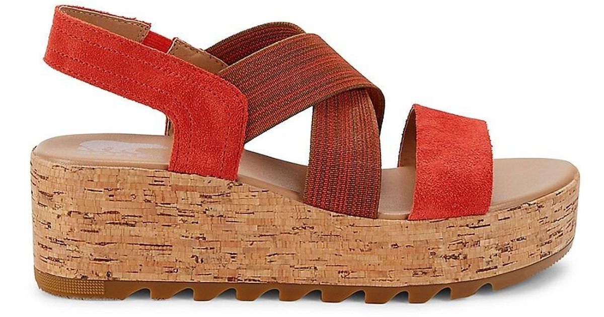 Sorel Cameron Platform Wedge Sandals for Women in Velvet Tan Brown in 2022 | Platform wedge 