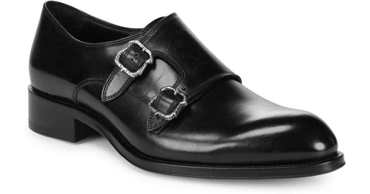 Brioni Double Monk Strap Leather Dress Shoes in Black for Men Lyst