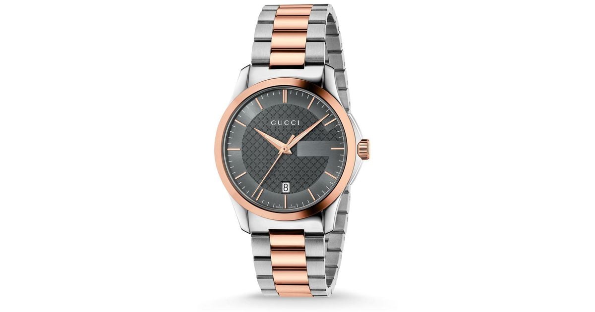gucci silver and rose gold watch