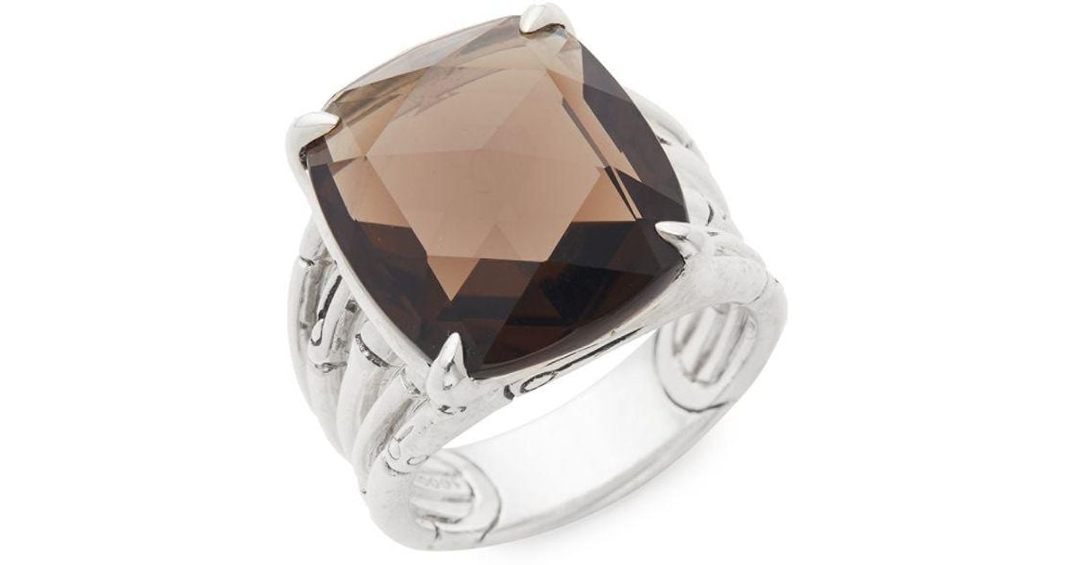 John hardy 18k gold discount diamond and smoky quartz ring