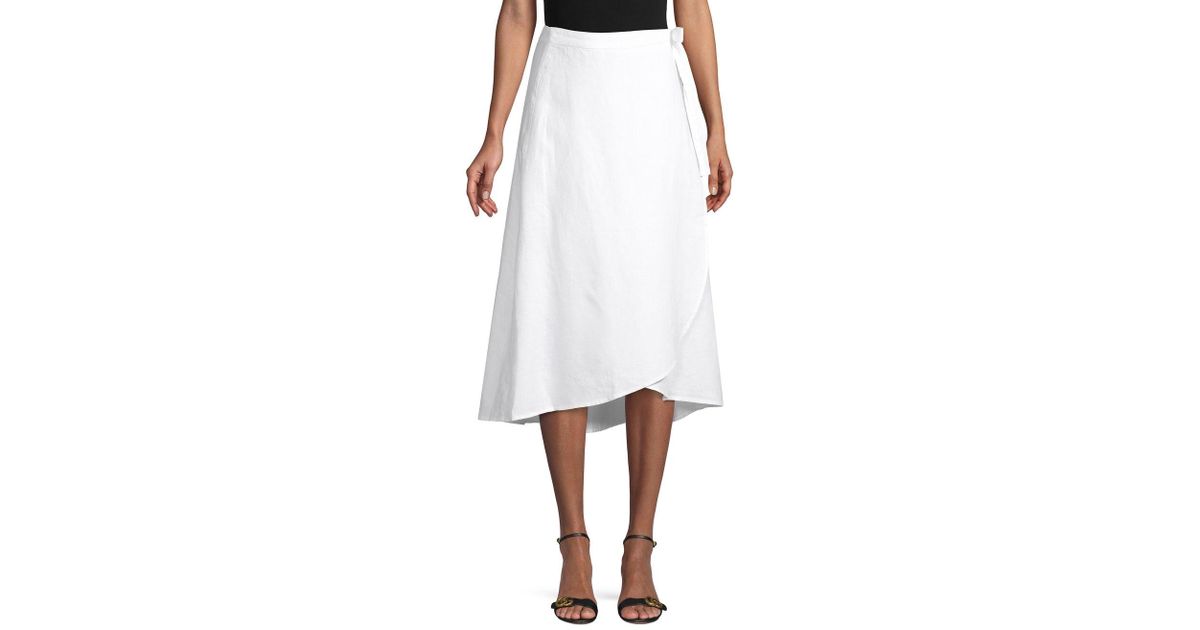 Saks Fifth Avenue Linen Wrap Skirt in White - Save 59% - Lyst
