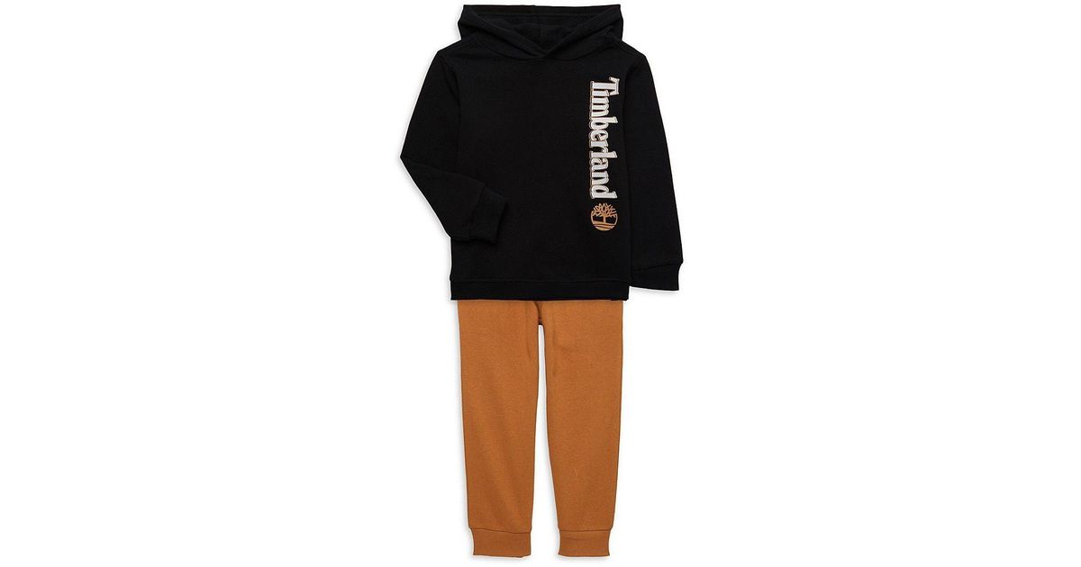 Timberland Little Boy's 2piece Logo Hoodie & joggers Set in Black for