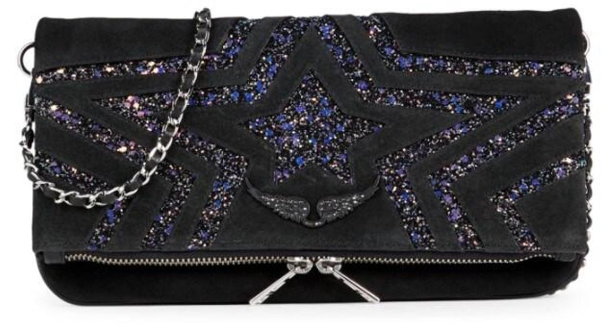 Zadig & Voltaire Rock Star Glitter Shoulder Bag in Black | Lyst