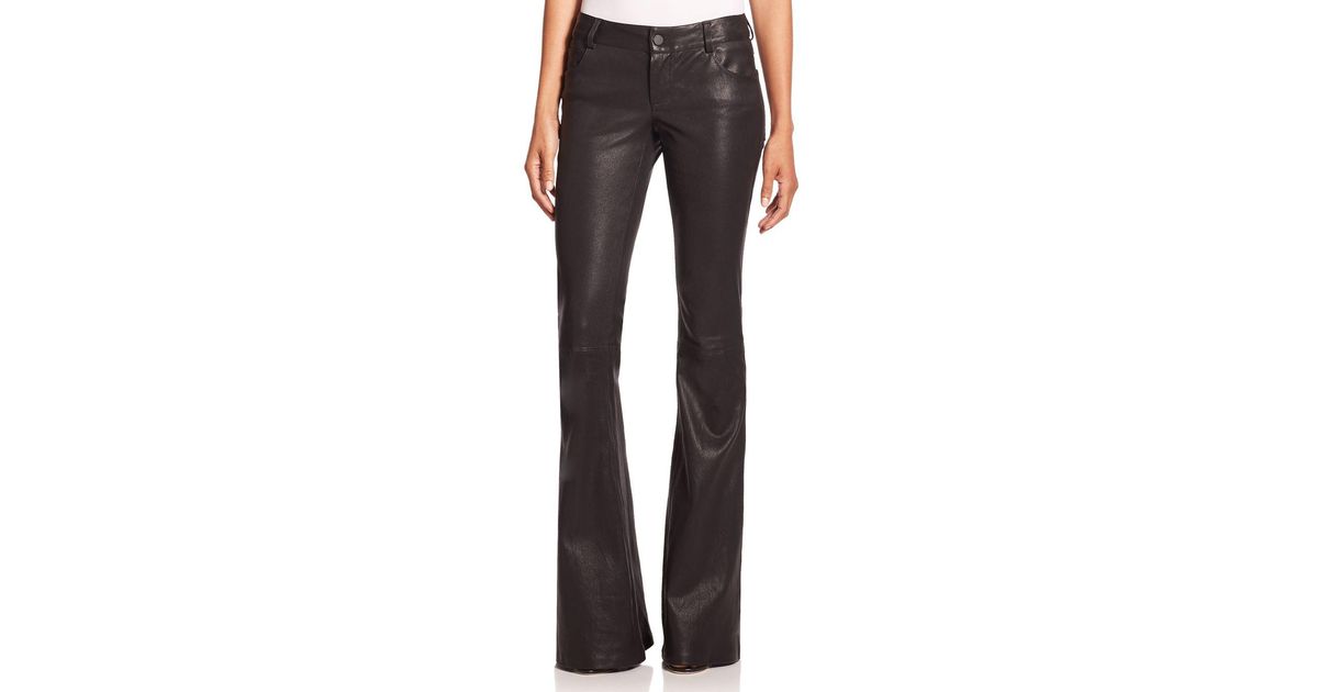 Alice + Olivia Leather Bell Pants in 