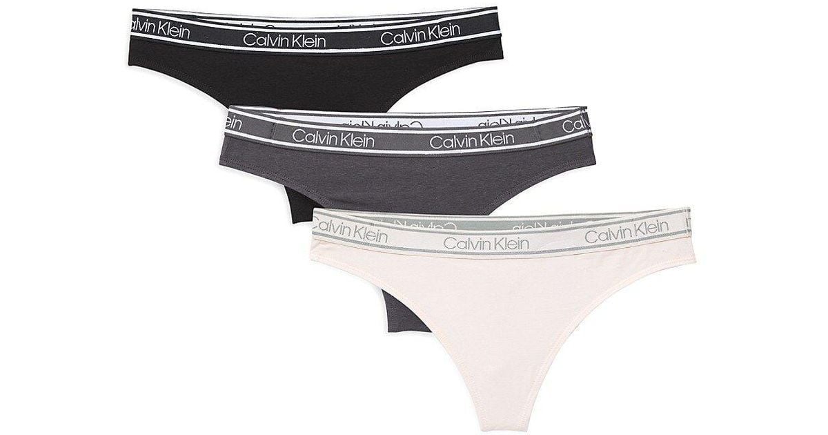 Calvin Klein 3-pack Logo Thongs in White | Lyst