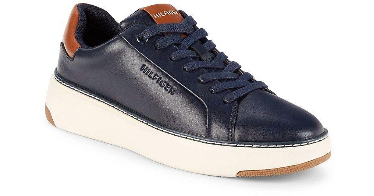 Tommy Hilfiger Hines Contrast Sole Logo Sneakers In Blue For Men Lyst