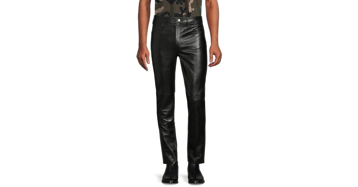 Celine Slim Leather Pants in Black for Men | Lyst