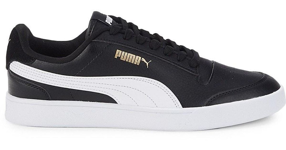 PUMA Shuffle Leather Trainers in Black - Lyst
