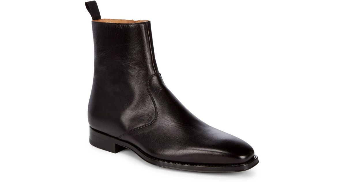 Magnanni Side Zip Leather Ankle Boots 