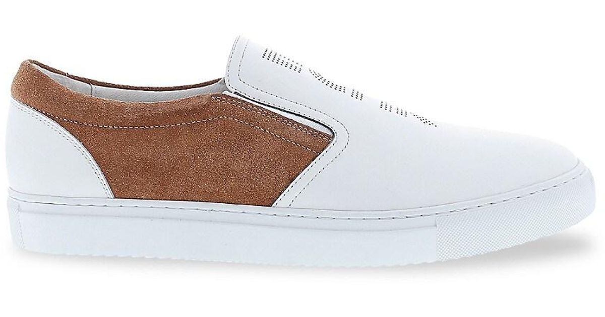 French Connection Marcel Leather & Suede Slipon Sneakers in White Lyst