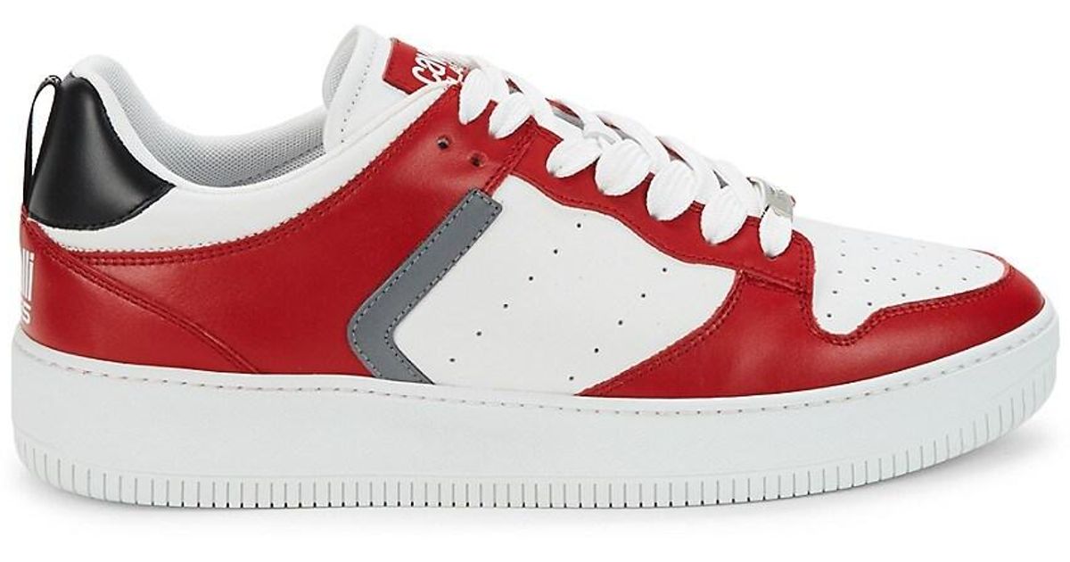 Class Roberto Cavalli Low-top Colorblock Leather Sneakers in Red for Men |  Lyst
