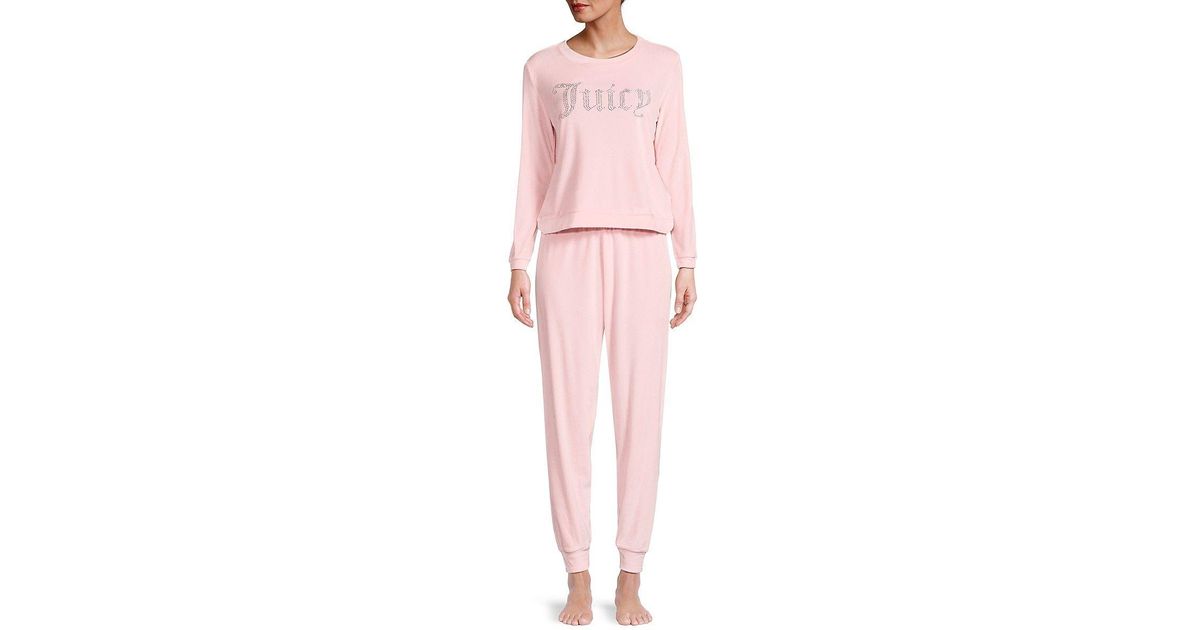 NWT Juicy Couture Pink Sleepwear Loungewear Pajama Set Jogger Style Pants  SZ XL