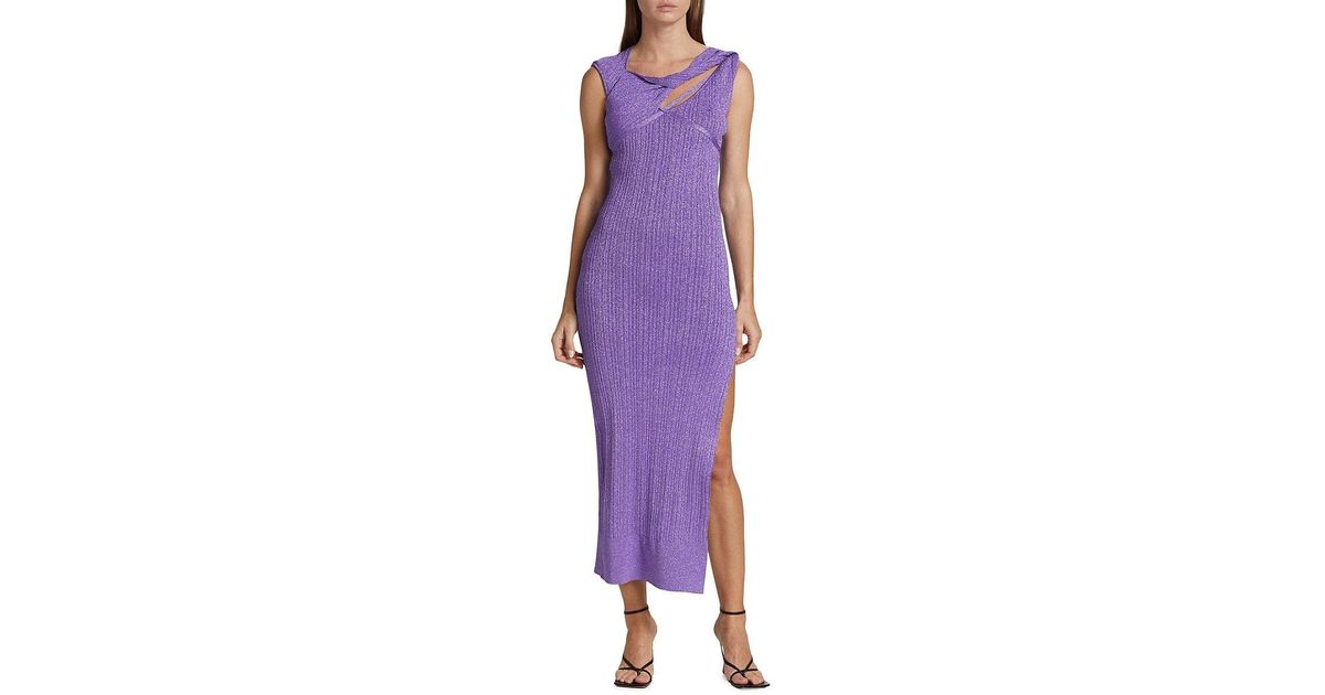 AKNVAS Sevrine Cutout Rib Knit Maxi Dress in Purple | Lyst
