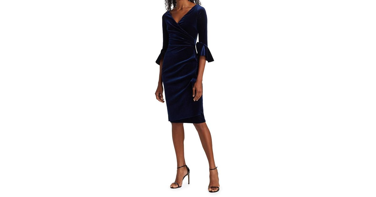 La Petite Robe Di Chiara Boni Triana Velvet Wrap Dress in Blue Lyst