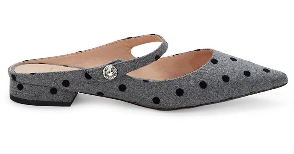 Kate Spade Leather Meg Polka Dot Mules in Grey Black (Gray) Lyst