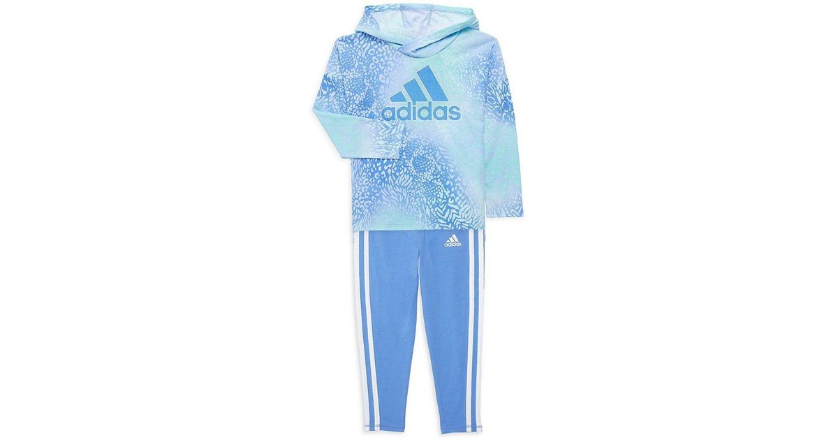 adidas Little Kid s 2 piece Logo Hoodie jogger Set in Blue Lyst