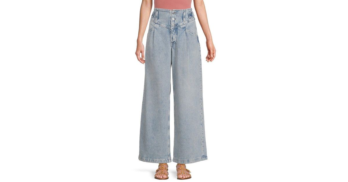Free People Care Super Sweeper High Rise Wide Leg Jeans in Blue | Lyst
