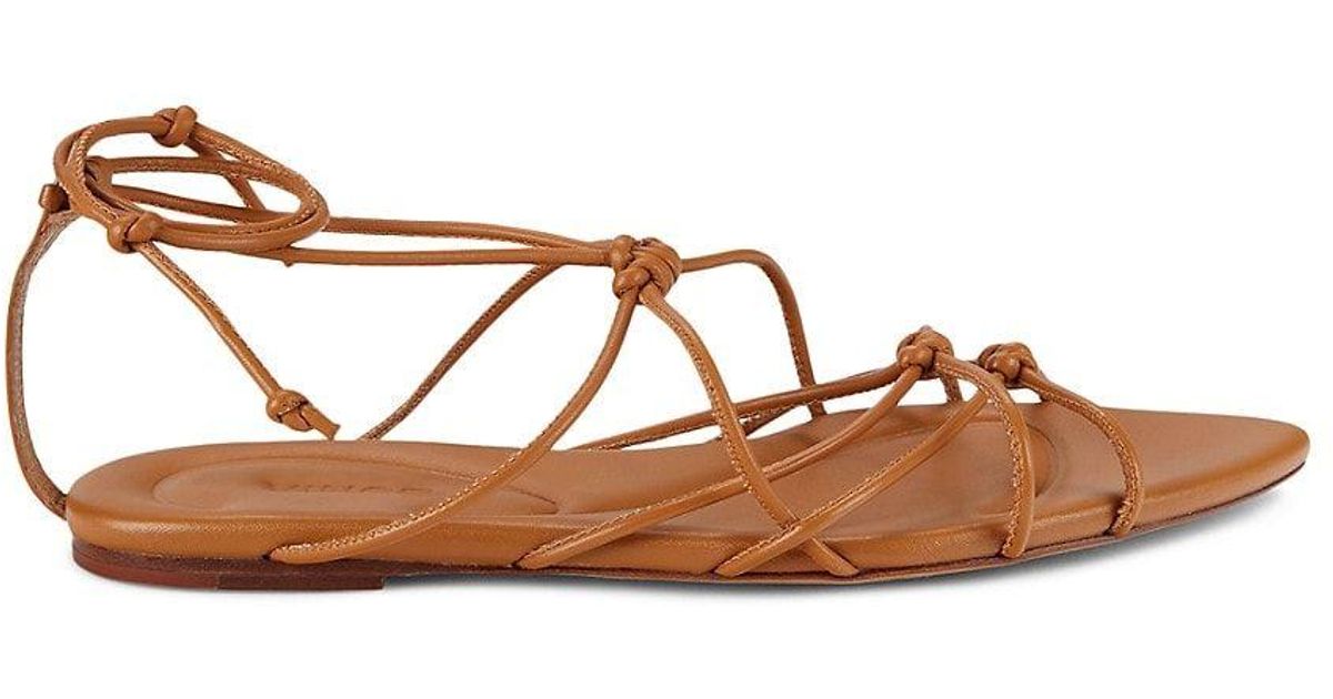 Vince Kenna Leather Strappy Flat Sandals in Brown | Lyst