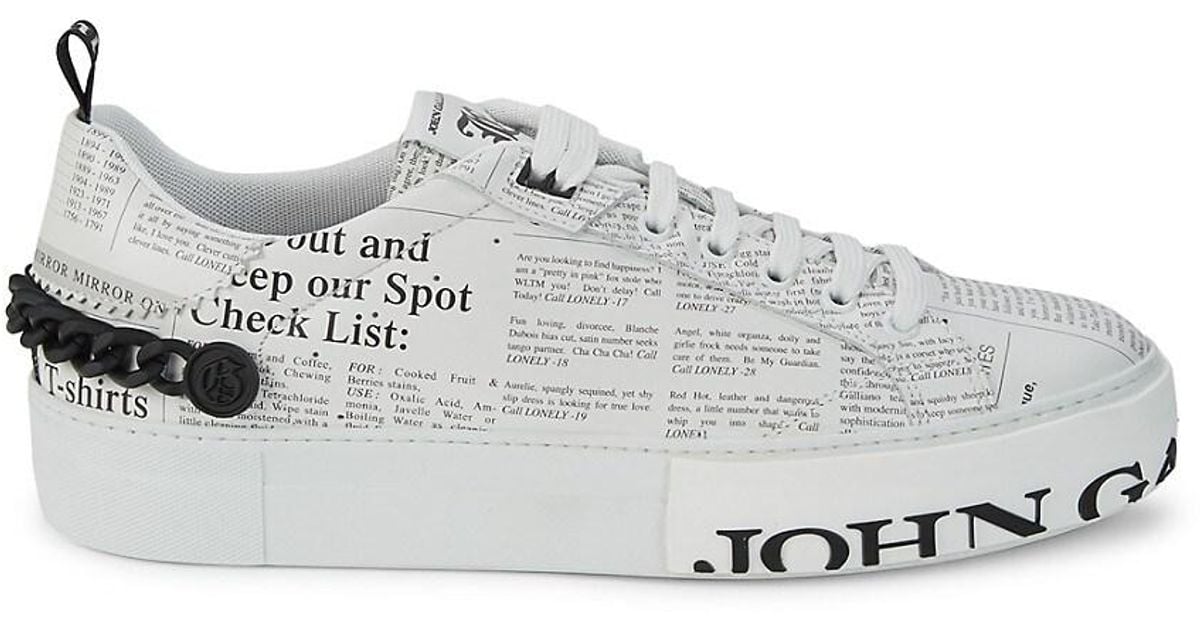 John Galliano Gazette Leather Sneakers in White for Men Lyst