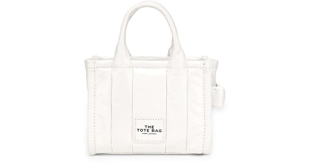 トートバッグ Marc Jacobs The Mini Tote - Leather - White Marc Jacobs Croc Embossed Mini Tote Bag | LN-CC
