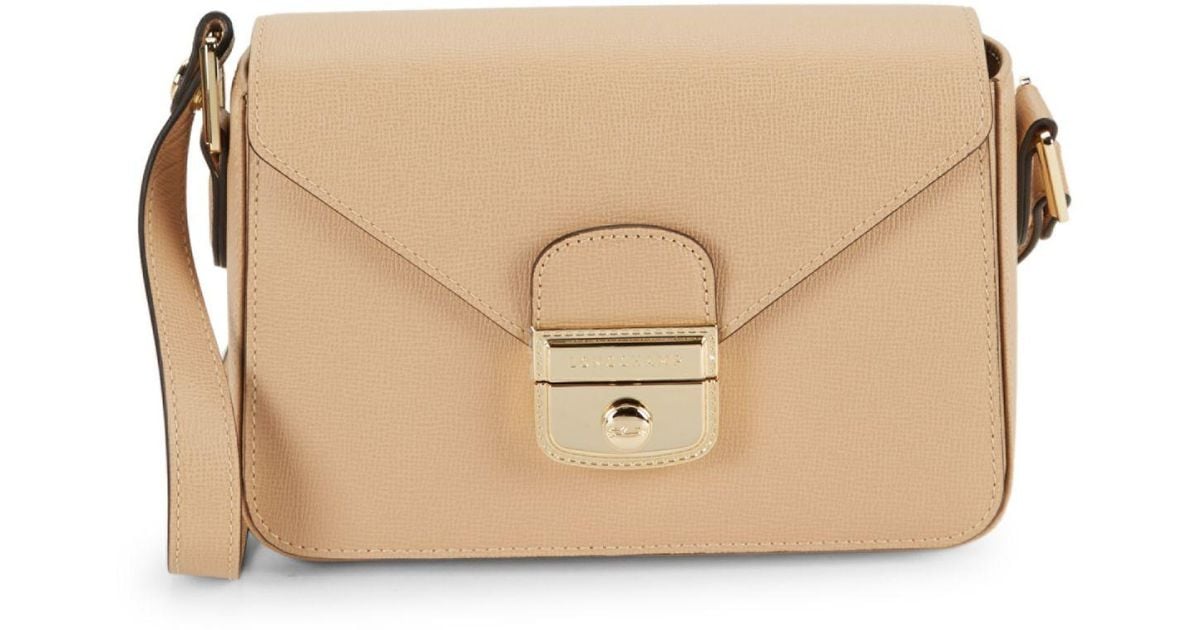 Longchamp Le Pliage Heritage Leather Crossbody Bag in Natural | Lyst