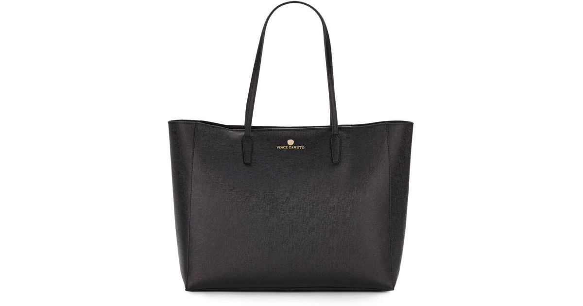 vince camuto black leather tote
