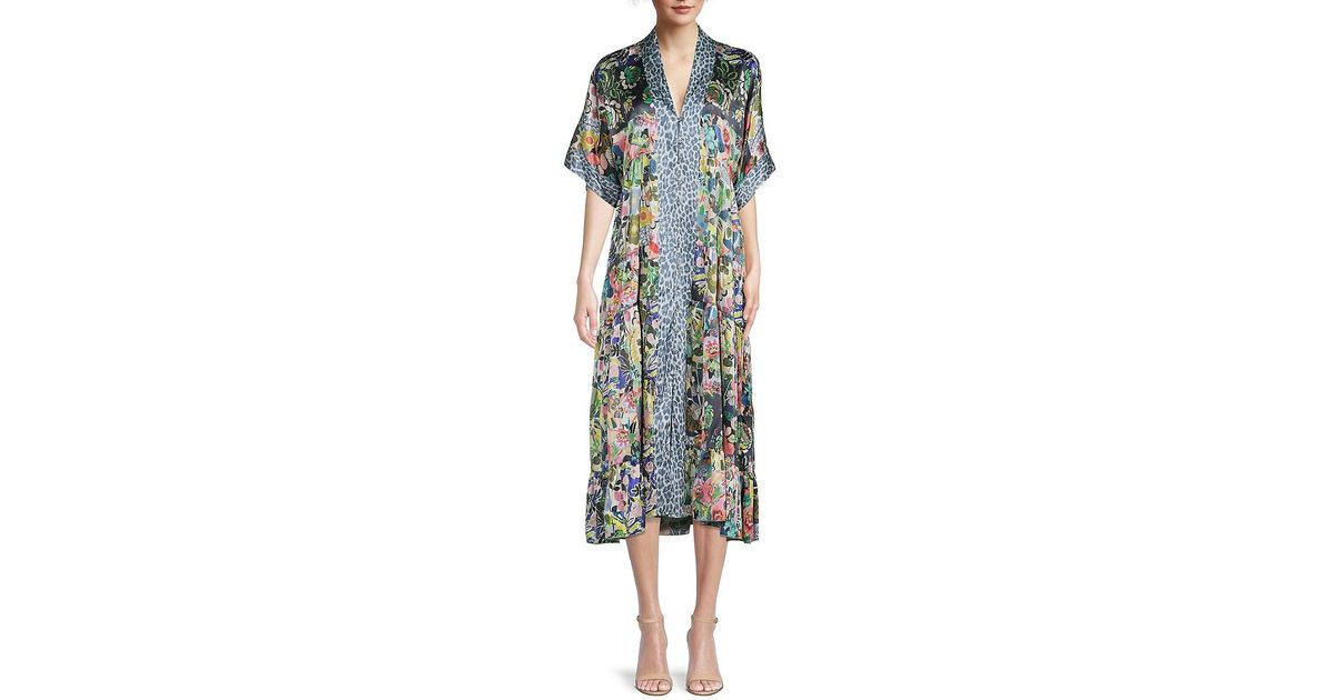 Johnny Was Chelsea Garden Silk Kimono Dress in Blue Lyst Australia