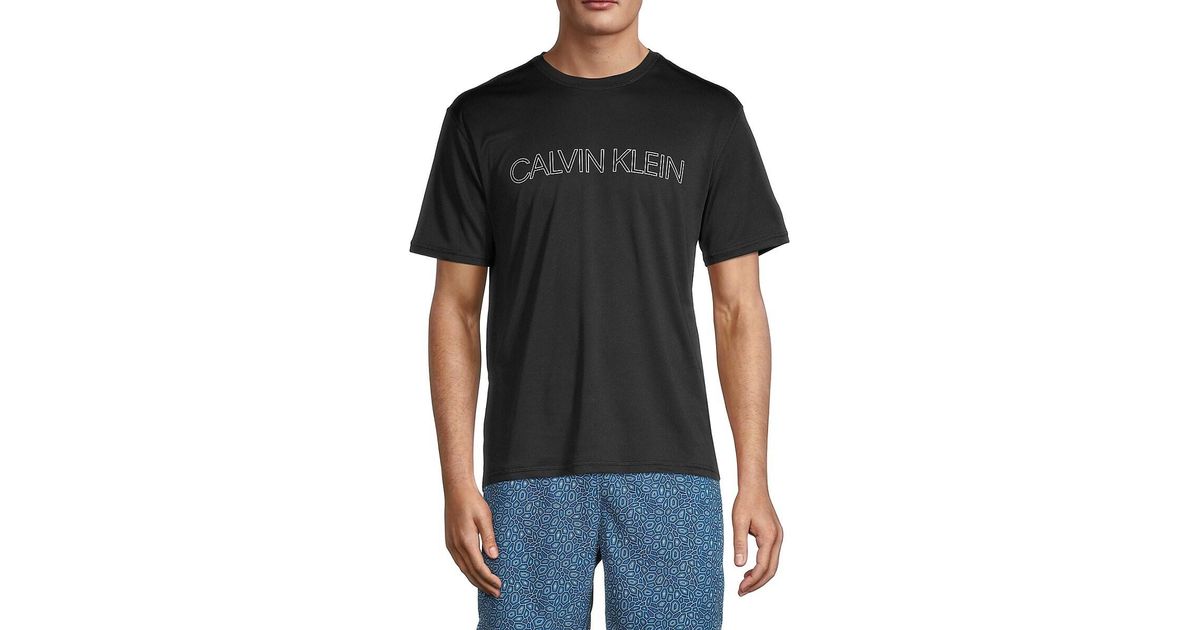 Calvin Klein Logo Rashguard in Black for Men Lyst