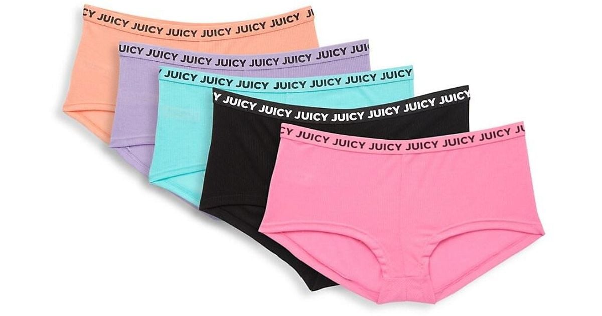 Juicy Couture 5-pack Logo Waistband Briefs in Pink | Lyst