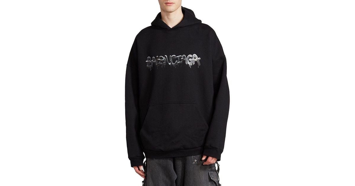 balenciaga logo hoodie black