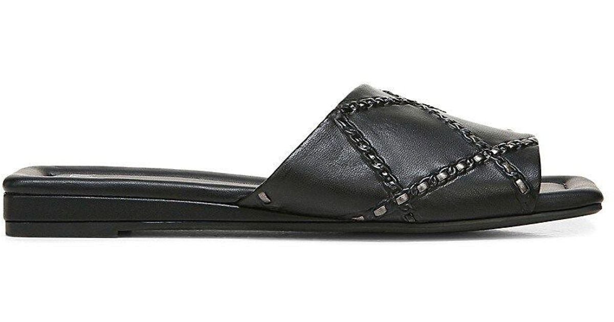 Franco Sarto Bordo Quilted Flat Sandals in Black | Lyst