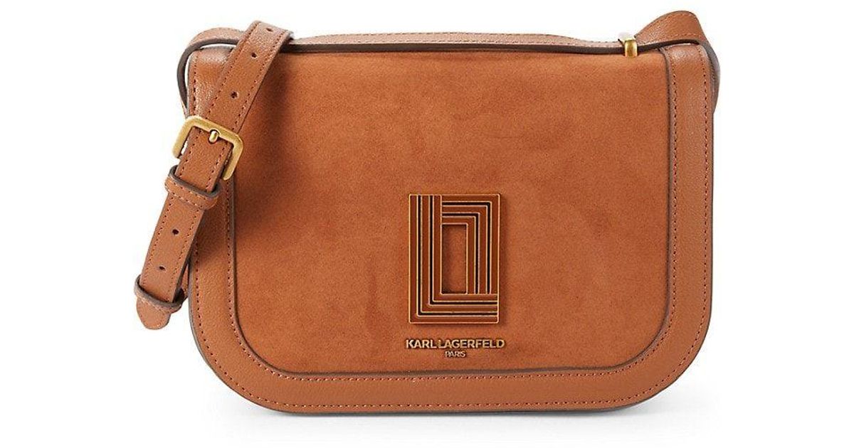 Karl Lagerfeld Simone Leather Crossbody Bag in Brown Lyst