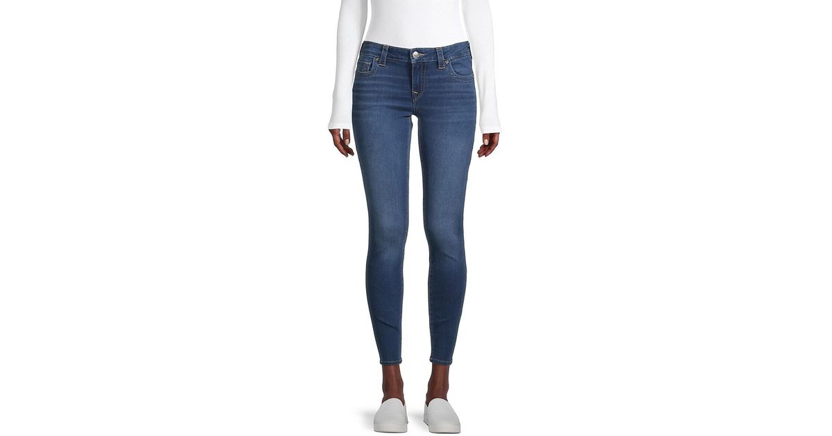 True Religion Halle Mid-rise Skinny Jeans in Blue | Lyst