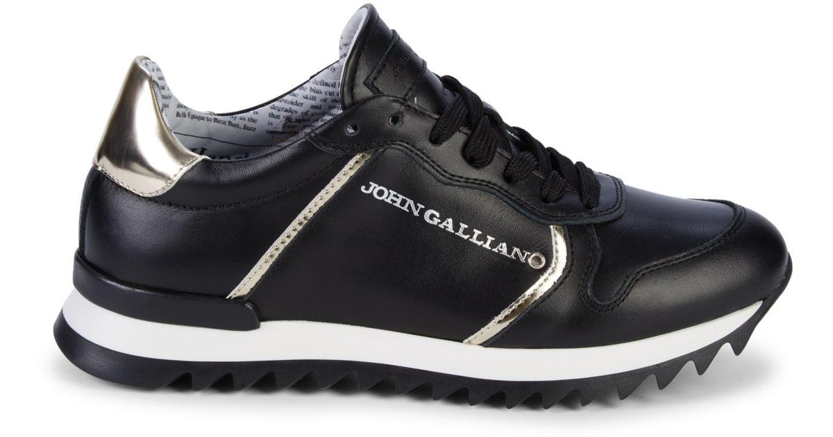 John Galliano Leather Sneakers in Black - Lyst
