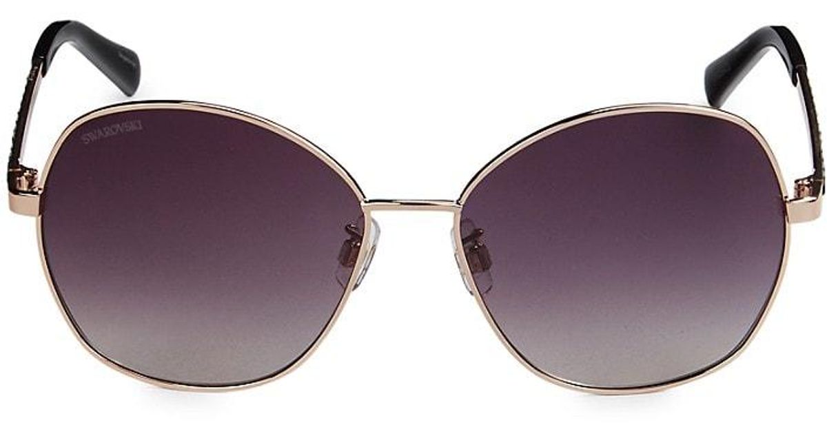 Womens Accessories Sunglasses Purple Swarovski 60mm Oval Sunglasses in Blue Black 