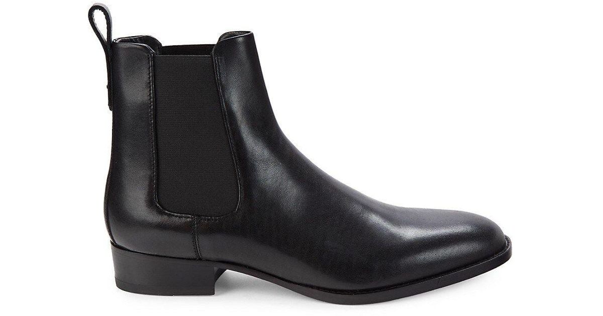 HUGO Cult Cheb Leather Chelsea Boots in Black for Men | Lyst