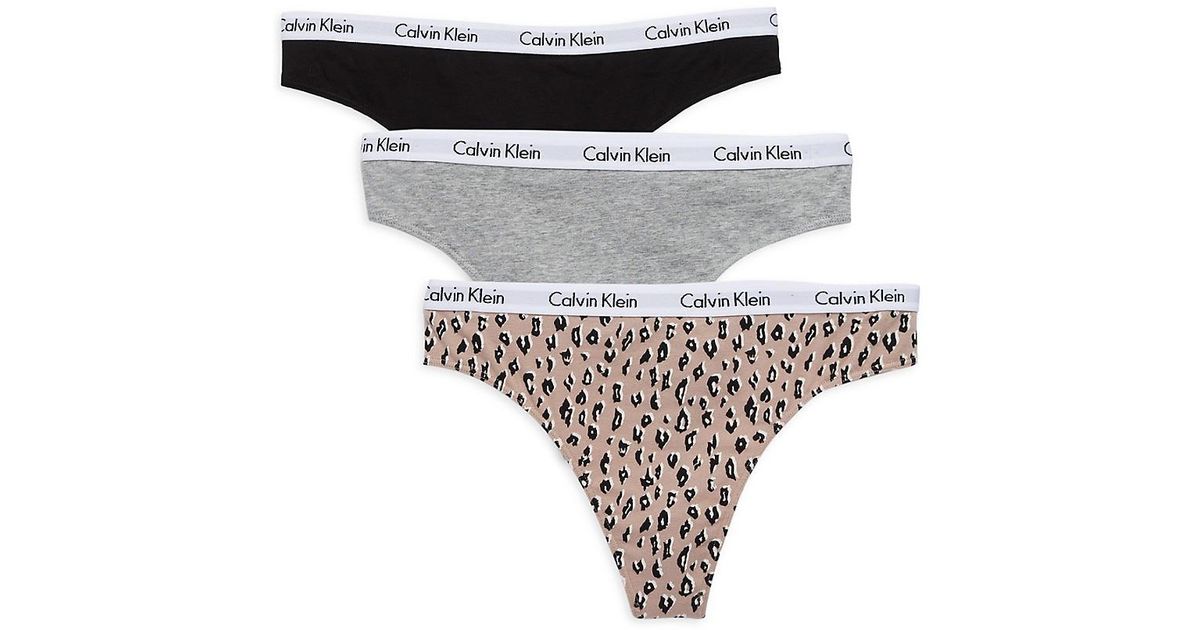 Calvin Klein 3-pack Logo Band Thong in | Lyst