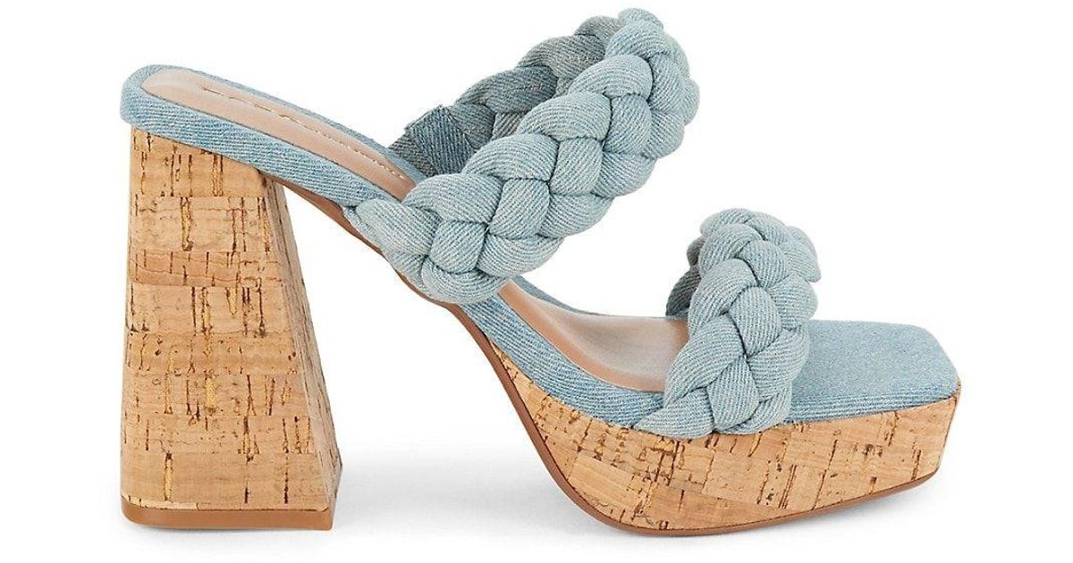 BCBGeneration Gemma Braided Block Heel Sandals in Blue Lyst