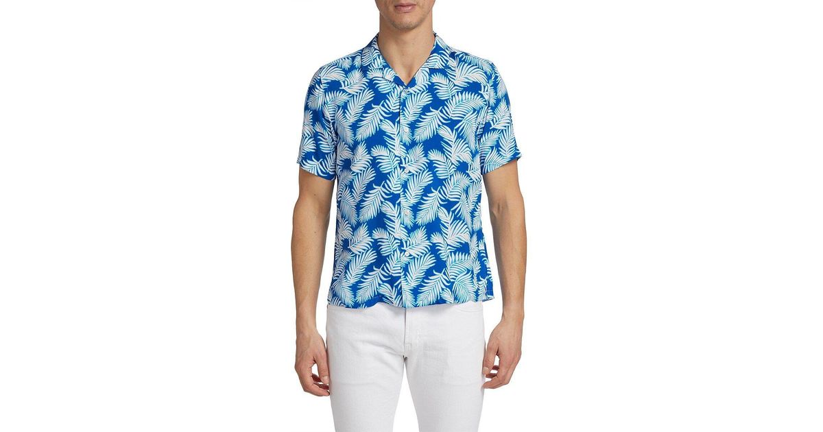 Saks Fifth Avenue Saks Fifth Avenue Slimfit Wavy Leaf Camp Shirt in