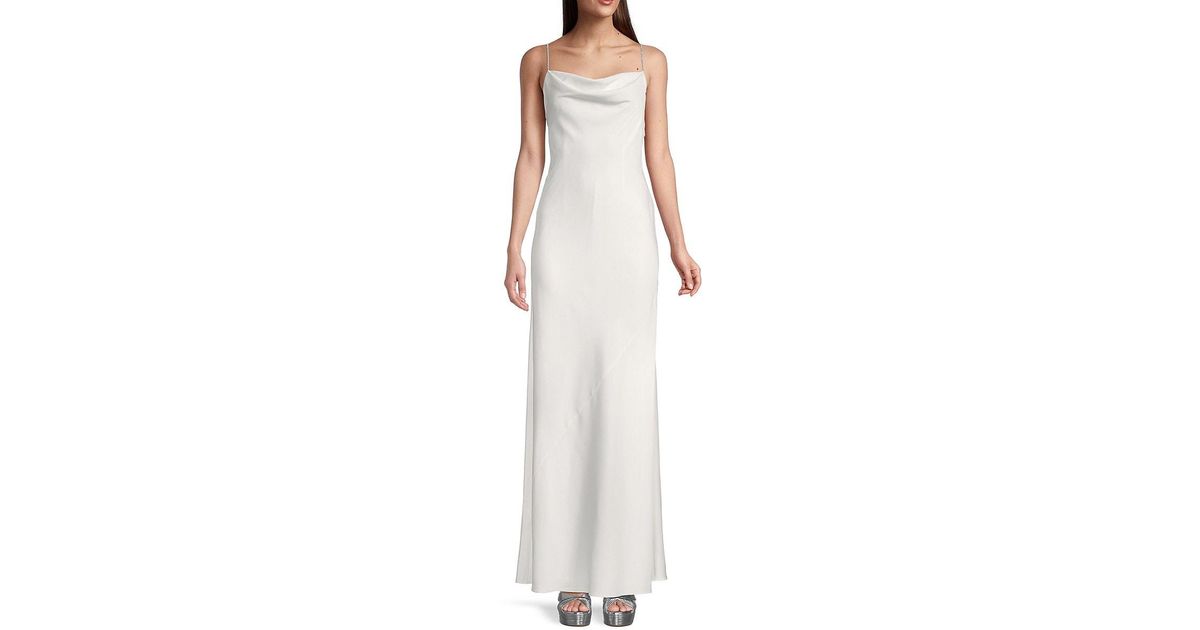 aidan by aidan mattox crystal strap satin gown