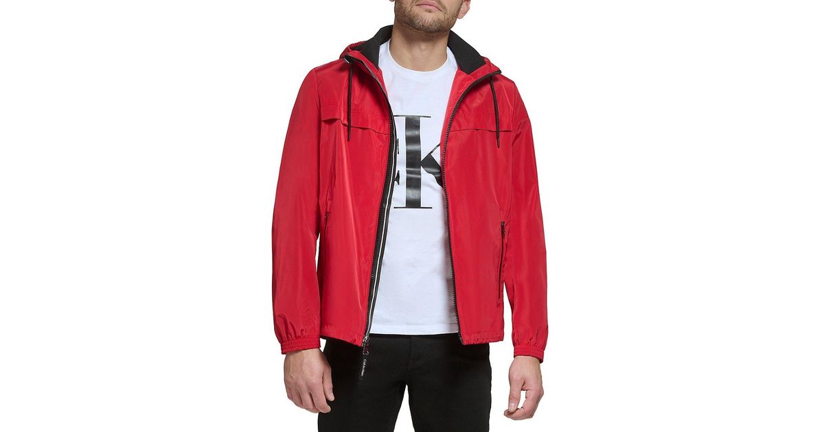 Calvin Klein Hooded Flight Jacket in Red for Men | Lyst