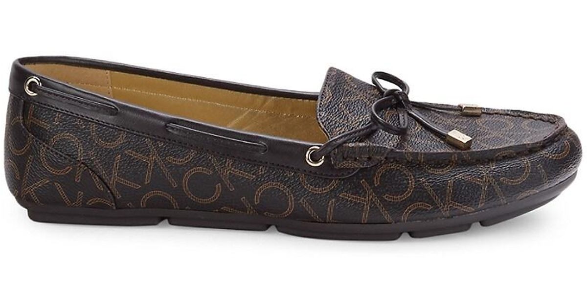 Calvin Klein Cklaya Monogram Driving Moccasins in Brown | Lyst