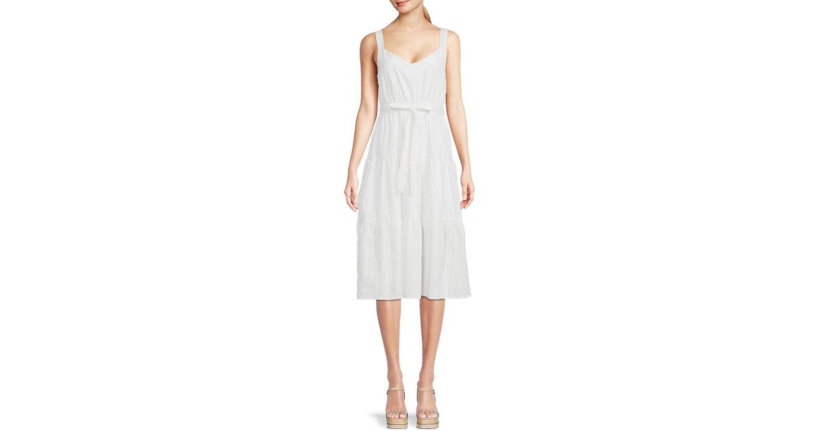 Velvet Heart Cotton Jezebelle Tiered Midi Dress in White | Lyst