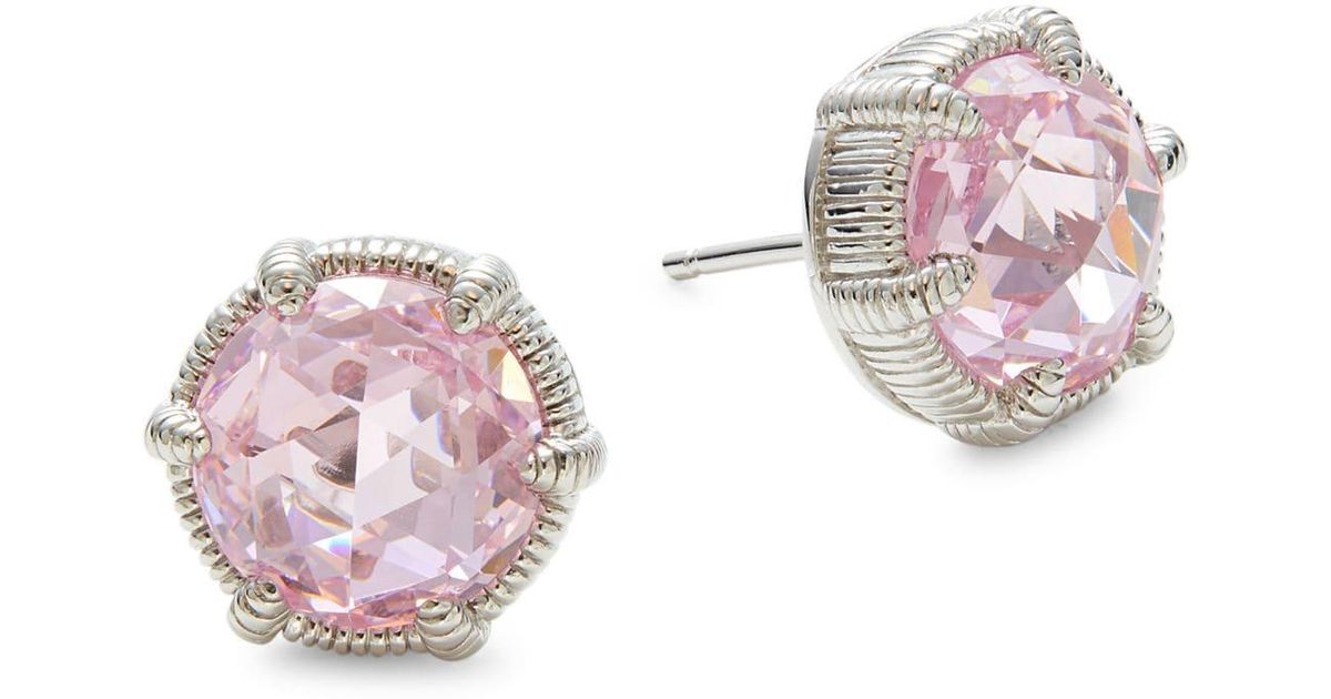 Judith Ripka Sterling Silver & Pink Crystal Stud Earrings | Lyst