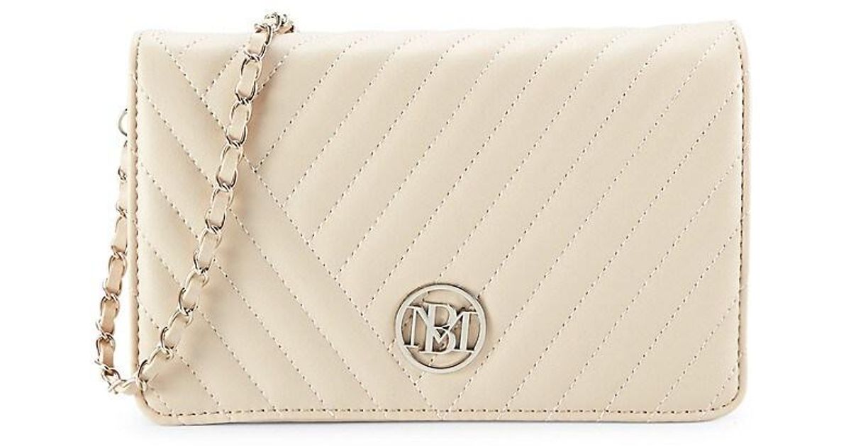 Badgley Mischka Large Quilted Crossbody Bag in Natural | Lyst