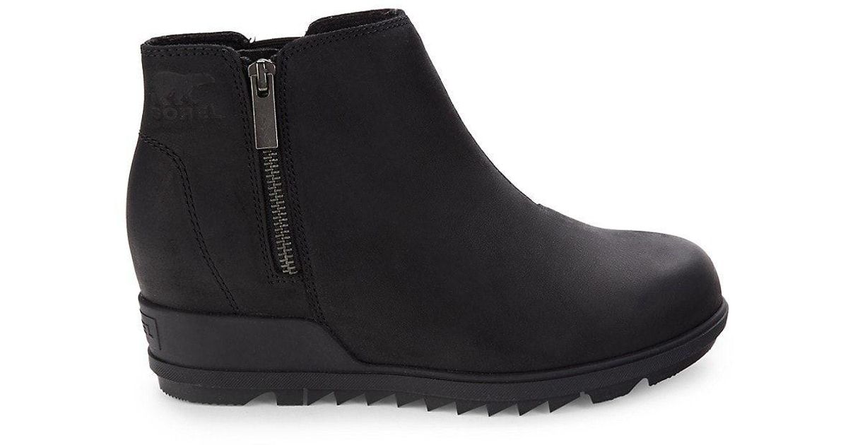 Sorel Evie Leather Zip Booties in Black Lyst