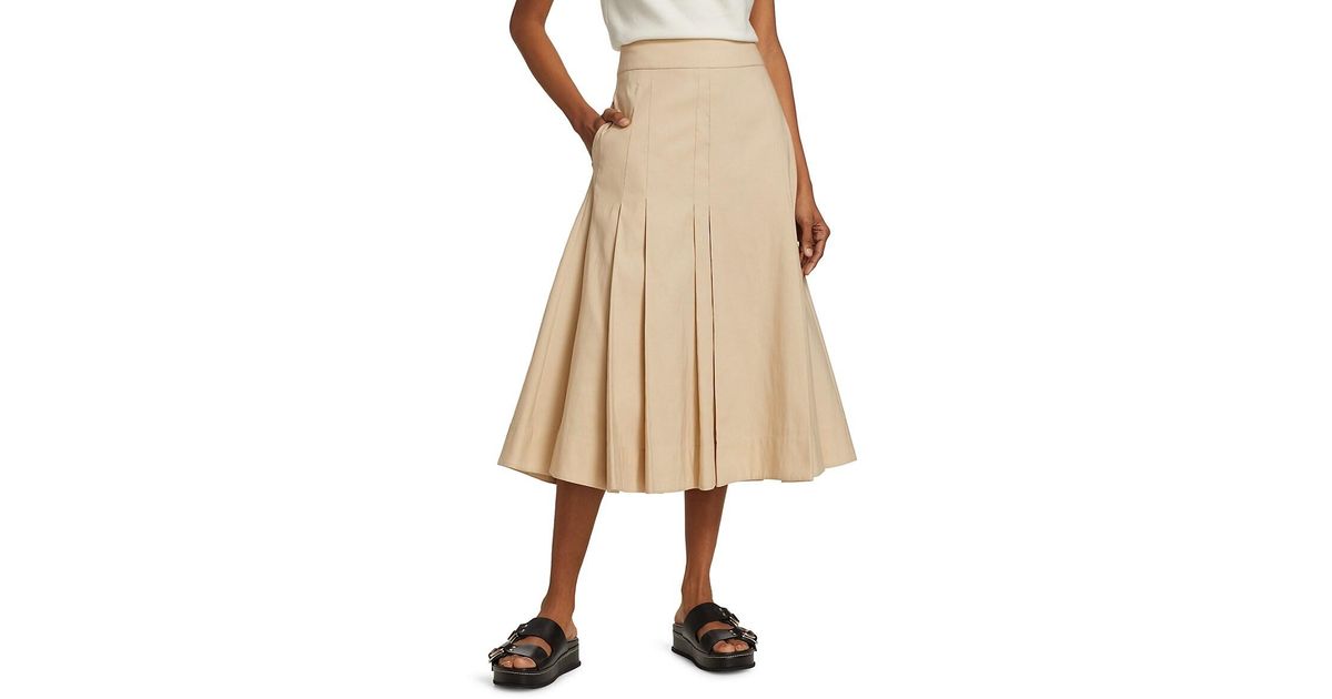 3.1 Phillip Lim Pleated A-line Midi Skirt in Natural | Lyst