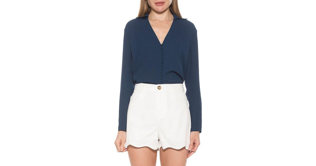 Alexia Admor The Lori Button Up Blouse in Blue | Lyst