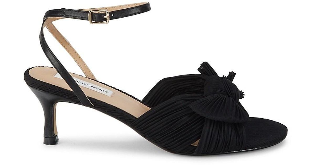 Saks Fifth Avenue Sammy Bowknot Leather Kitten Heel Sandals in Black