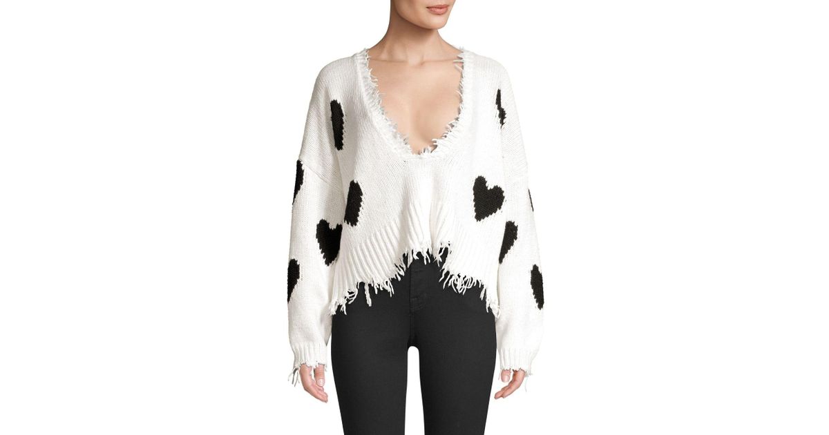 frayed heart sweater